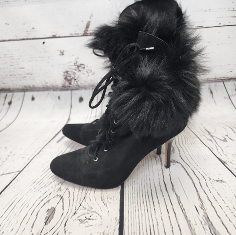 Ann Taylor Black Shearling Lamb Fur Booties - Picture 5 of 12